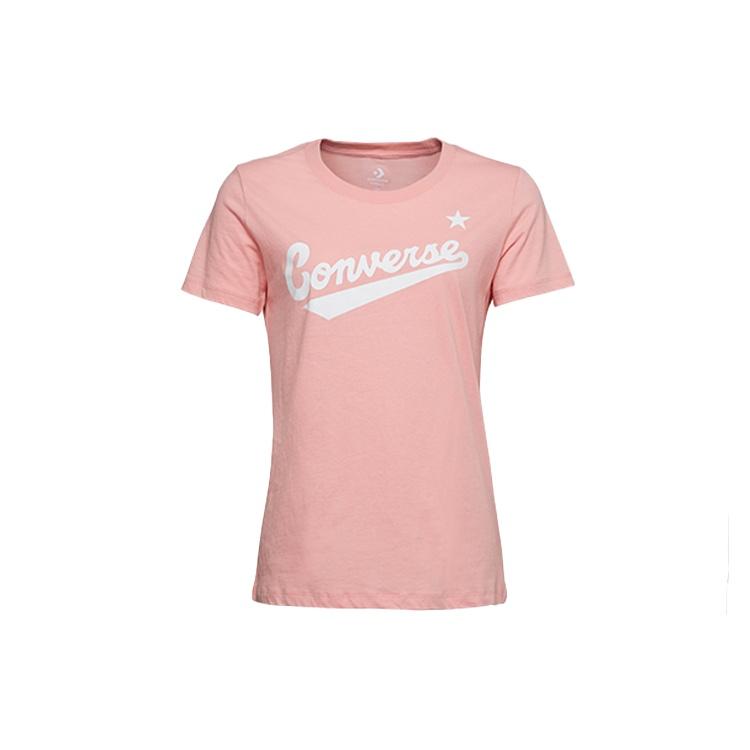 (WMNS) Converse Center Front Logo T-Shirt Asia Sizing Pink White Women s 10018268-A02 L