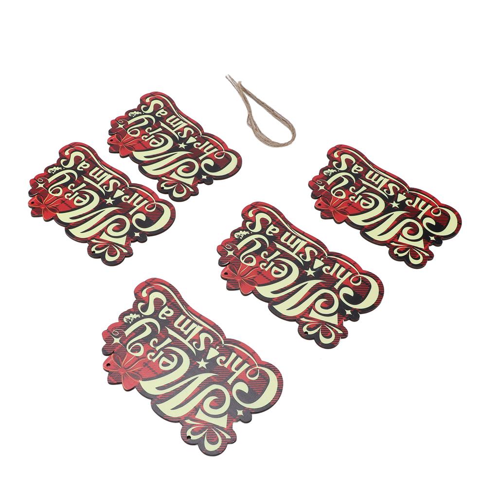 5pcs Christmas Ornaments Wooden Holiday Reusable Decorative Signs for Tree Door Window
