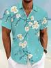 Men's Casual Shirt with Stylish Tropical Floral Print - Short Sleeve Button-Up Design for Summer Outdoor and Leisure Wear