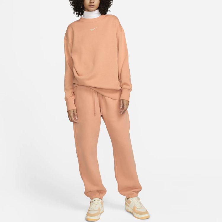 Nike Solid Logo Cuffed Loose Knit Joggers Women Bottoms Amber-Brown DQ5887-225