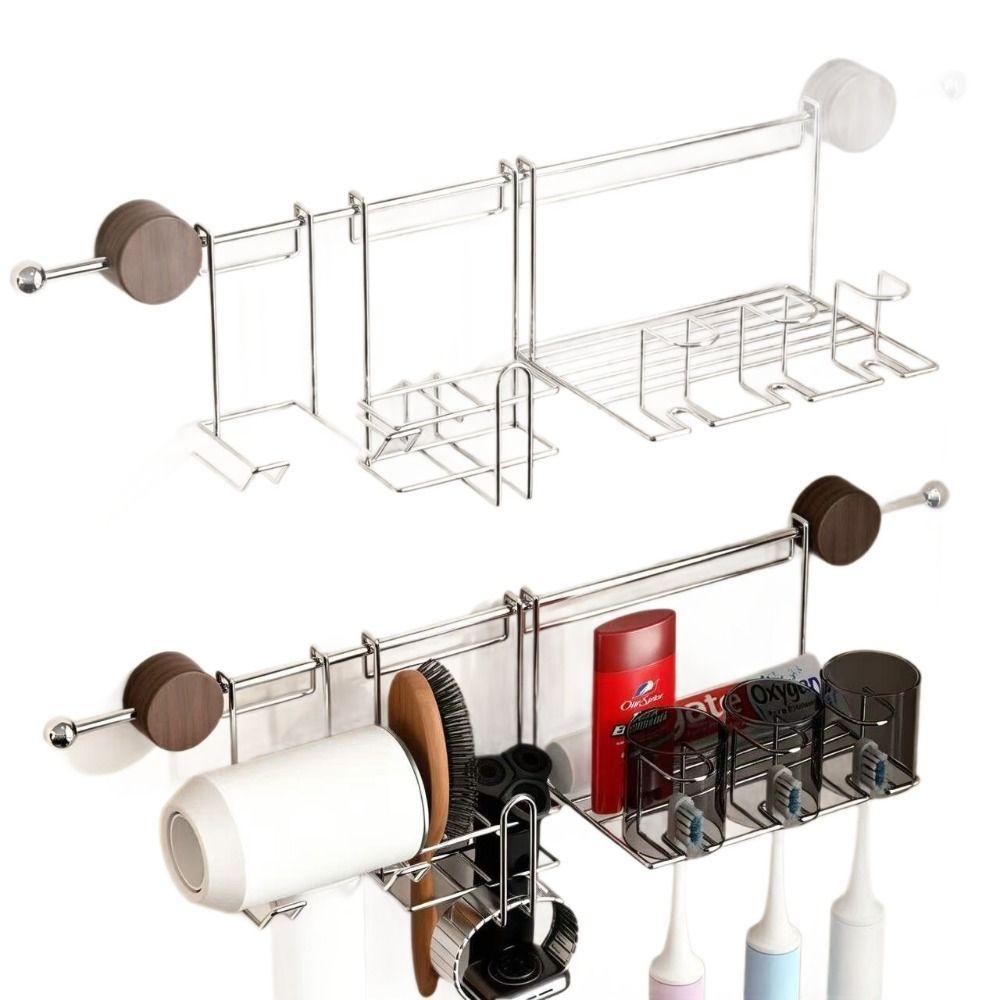 Waterproof Suction Cup Bathroom Shelf Luxury Style Wall Mount Storage Holder Cosmetics Storage