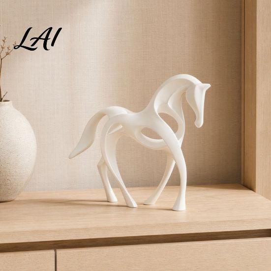 Living Room Horse Decor 3D Printed Abstract Statue Minimalist Hollow White Figurine for Ornament Desk Decor Animal Shape Home Statue
