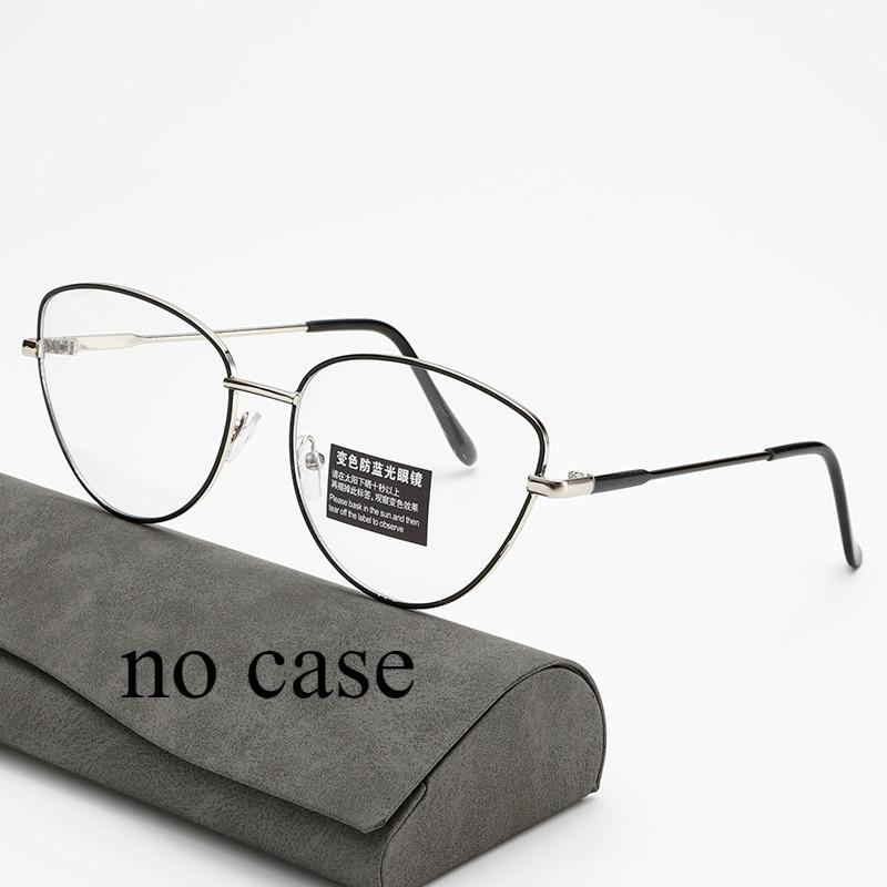 European and American Metal Cat Eye Anti Blue Light Glasses, Simple and Versatile Photosensitive Color Changing Glasses