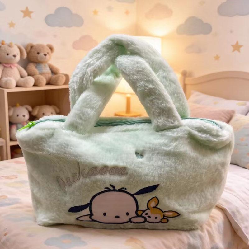 Cute Cartoon Anime Plush Crossbody Bag Girls Cosmetic Pouch Travel Shopping Tote