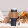 PU Leather Tumbler Carrier with Adjustable Shoulder Strap, Portable Water Bottle Holder Bag for Travel and Outdoor Use