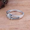 S925 Silver Plated Butterfly Ring for Women Lightweight Drip Oil Black Engagement Ring European Style