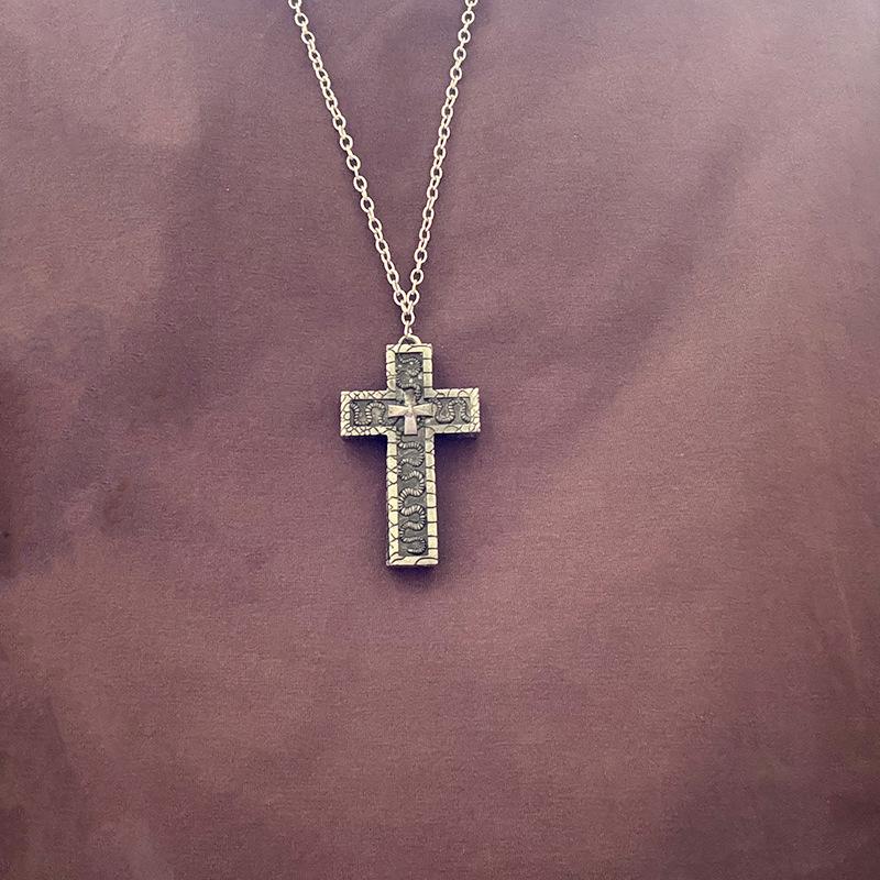 Openable Double-Layer Snake Cross Necklace, New Retro European Style, Creative Fashion Pendant,Ideal Holiday Gift Jewelry