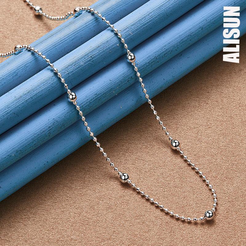 925 Sterling Silver 40-60cm Bead Necklace Fashionable Wedding Jewelry