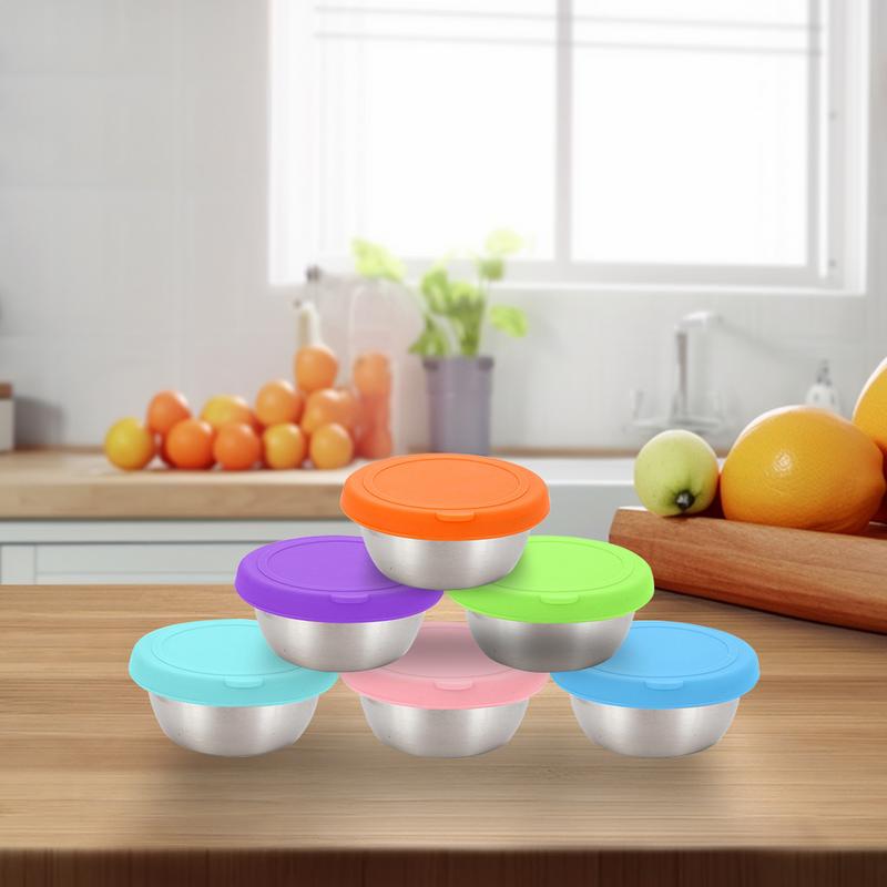Salad Dressing Container 6 Pieces Small Condiment Containers With Lids Stainless Steel Dipping Sauce Cups Reusable Meal Prep China Mainland