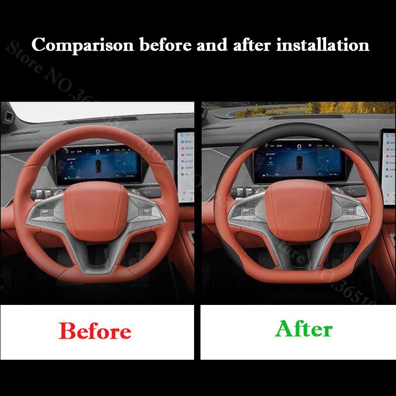 For BYD Tang L ATTO 8 Car Steering Wheel Cover Napa Leather Ultra-thin Anti Slip Car Handle Covers Interior Decor Accessories