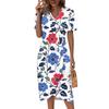 Beach Dresses For Women Spring Summer Elegant Wrap V Neck Floral Boho Dress Flowy Ruched Hawaiian Maxi Dress