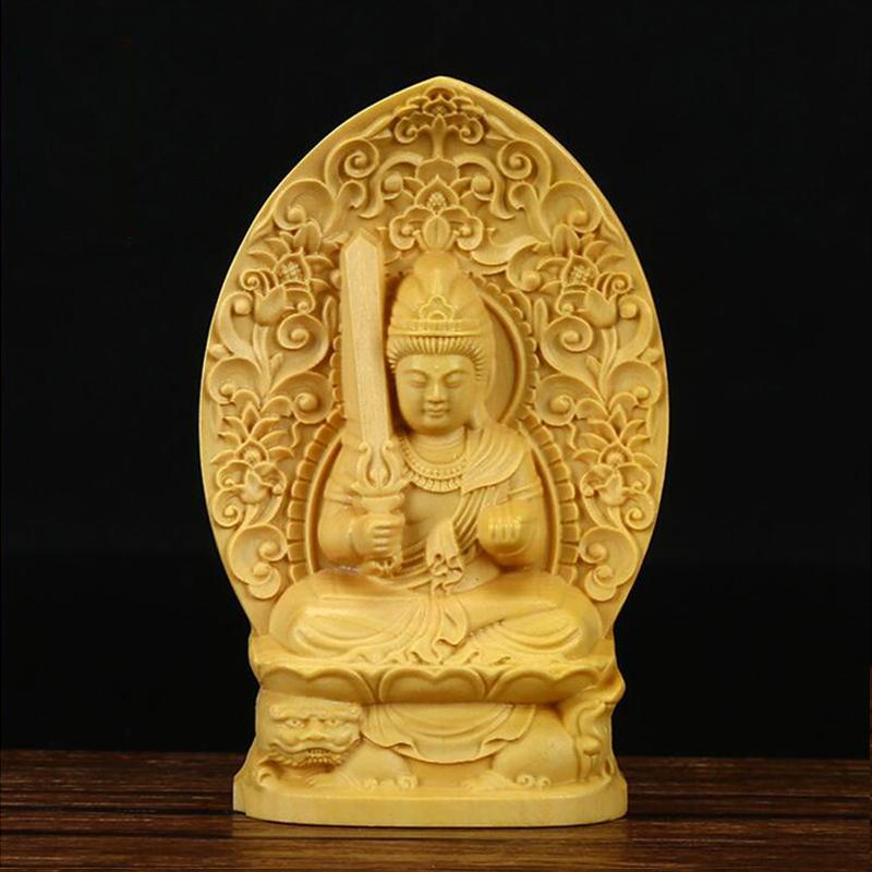 Exquisite Wood Carved Statue Guanyin Bodhisattva Figurine Tathagata Buddha Sculpture Buddha Zen Lucky Crafts Home Decor Pray Box