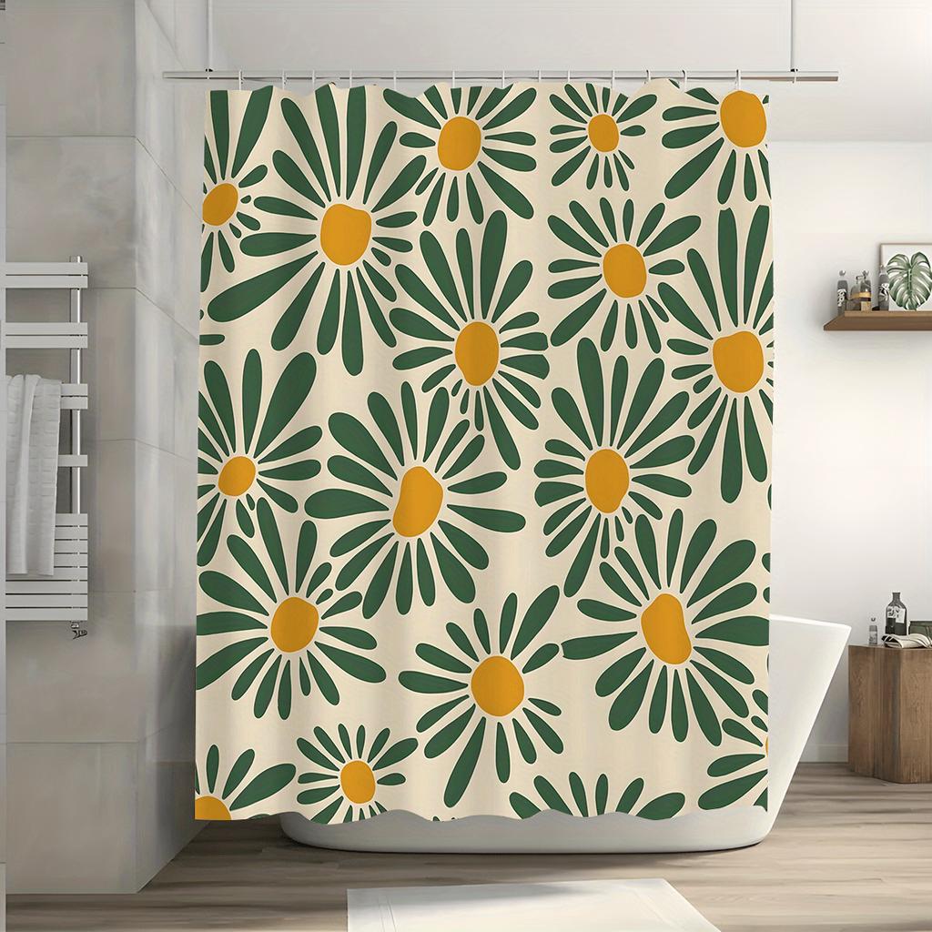 Quick Dry Easy Clean Shower Curtain With Hooks Waterproof Anti-mold Cute  Style Multi-scene Use For Bathtub Privacy Protection