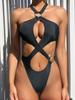 Dames Badpak Zwart Glitters Sexy Rugstrik Eendelig Badpak Bikini Strandkleding Zwempakken