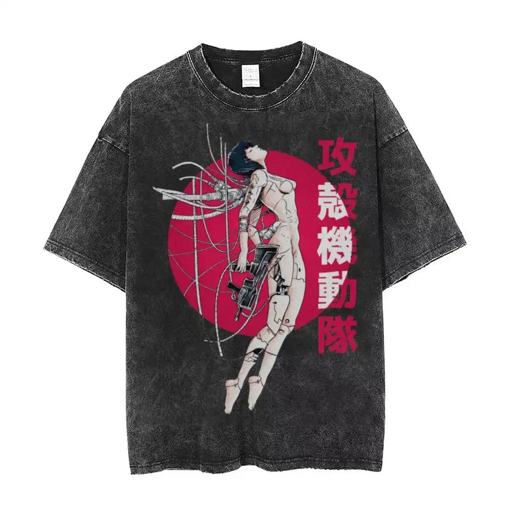 Ghost In The Shell Vintage Tee Ghost In The Shell Merch Anime Washed Vintage Loose Unisex High Quality Hot Product Oversized