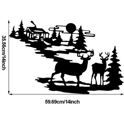 Deer & Woodland Cabin Metal Wall Art – Iron Deer Rustic Wall Decor, Crafted Iron Wall Decorations, Artwork and Stickers for Home