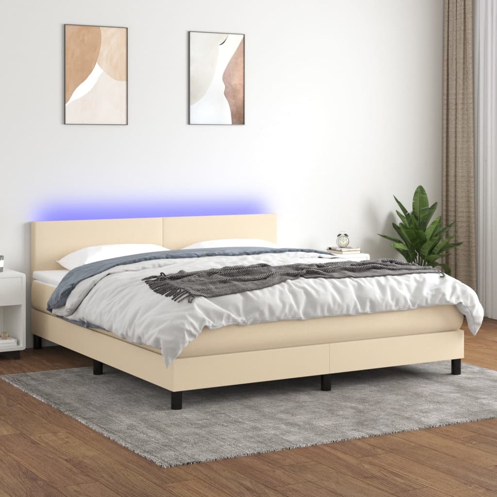 Vidaxl Continental Bed With Mattress, Cream, 160X200 Cm, Fabric