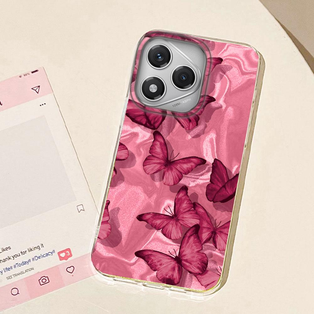 Purple Butterfly Water Wave Texture Phone Case for Honor 400 200 Pro Magic 7 6 5 Lite X9c X9b X9a X8b X8a X8c Silicone TPU Cover