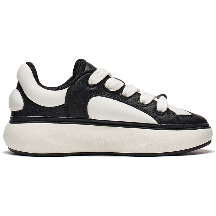 Li Ning Cloud Travel C4D Thick Sole Wear Resistant Shock Absorbing Trendy Low Top Casual Shoes Men Casual Shoes Black White AZGT089-2