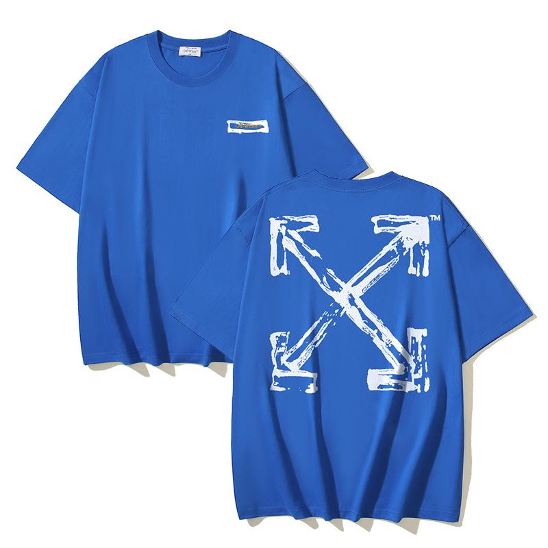 

Off-White 2025 Summer New Letter Graffiti Arrow Pattern Printed Short Sleeved T-shirt for Men and Women XL синій