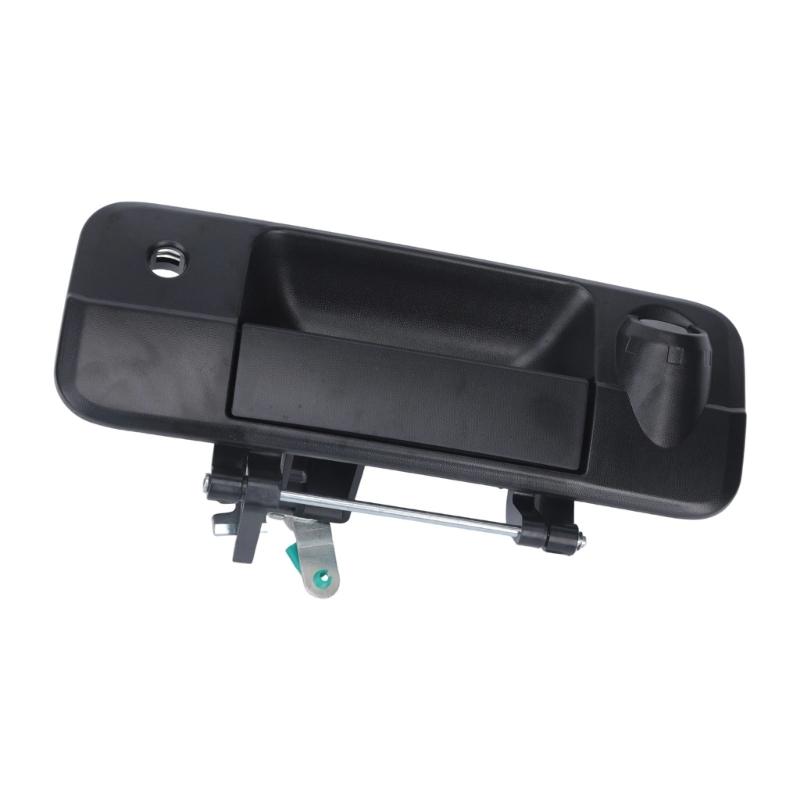 Truck Rear Gate Exterior Handle for 2007-2013 Pickup Truck, 69090-0C050 Black Assembly with Metal Support Structure and Camera Lock Cutout Layout
