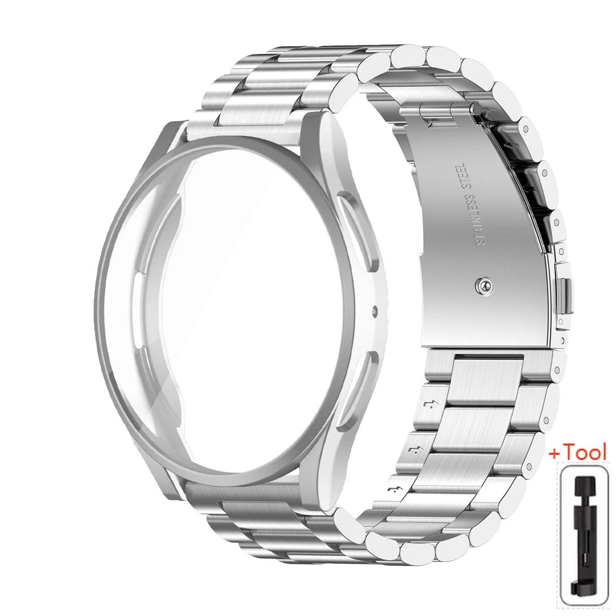 

Чохол + Ремінець для Samsung Galaxy Watch 7/6/5/4 40мм 44мм Браслет з нержавіючої сталі Watch 6 Classic 43мм 47мм Металевий ремінець Силіконовий чохол Galaxy Watch 7 40mm