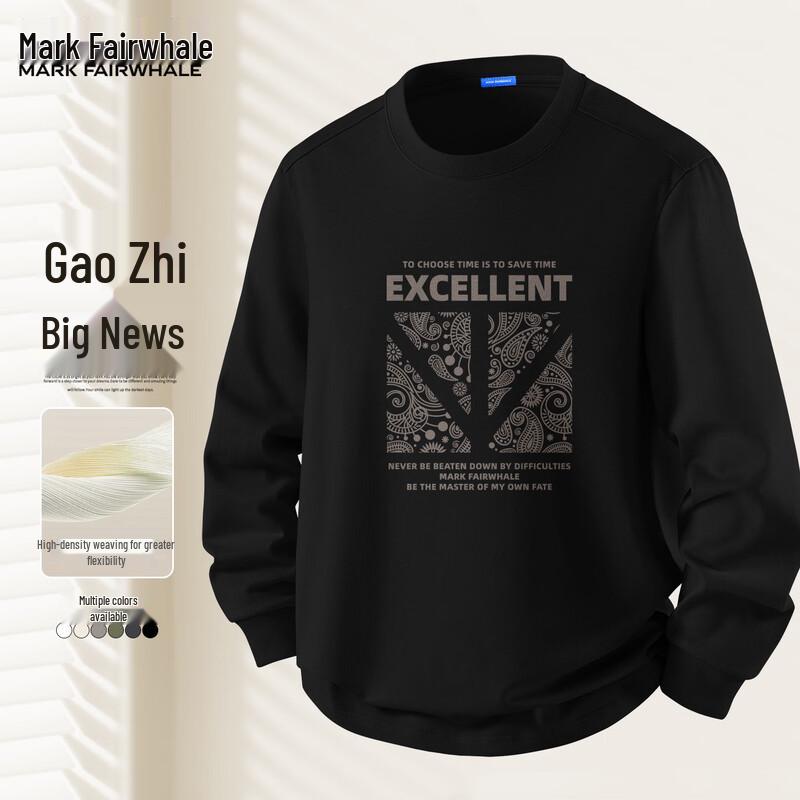 Mark Fairwhale Men s American Retro Long Sleeve Round Neck Tee M