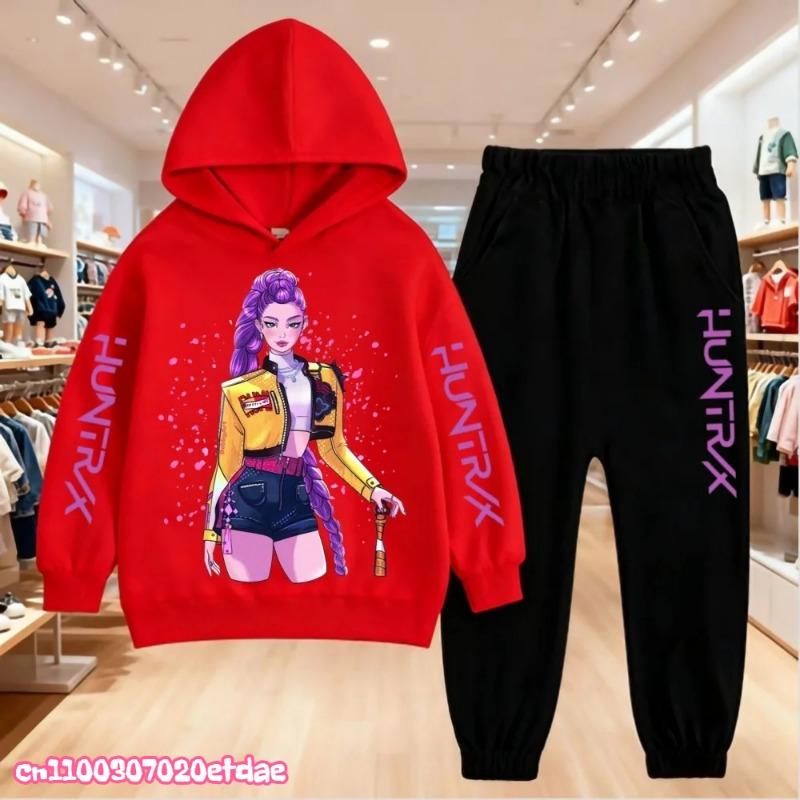 2025 Heiße Herbstmode KPop Dämonenjäger Print Kinder Set Hoodie+Hose Anzug 2-teiliges Set Kind Junge Mädchen Kleidung Lässiger Trainingsanzug