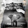 Elefantserien 3D Digitaltryck Tredelat Sängklädesset Lakan Täcke