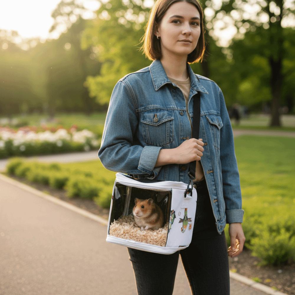 Detachable Portable Pet Bag Large Space Pet Outdoor Bag Cartoon Bird Travel Bag  Small Animal