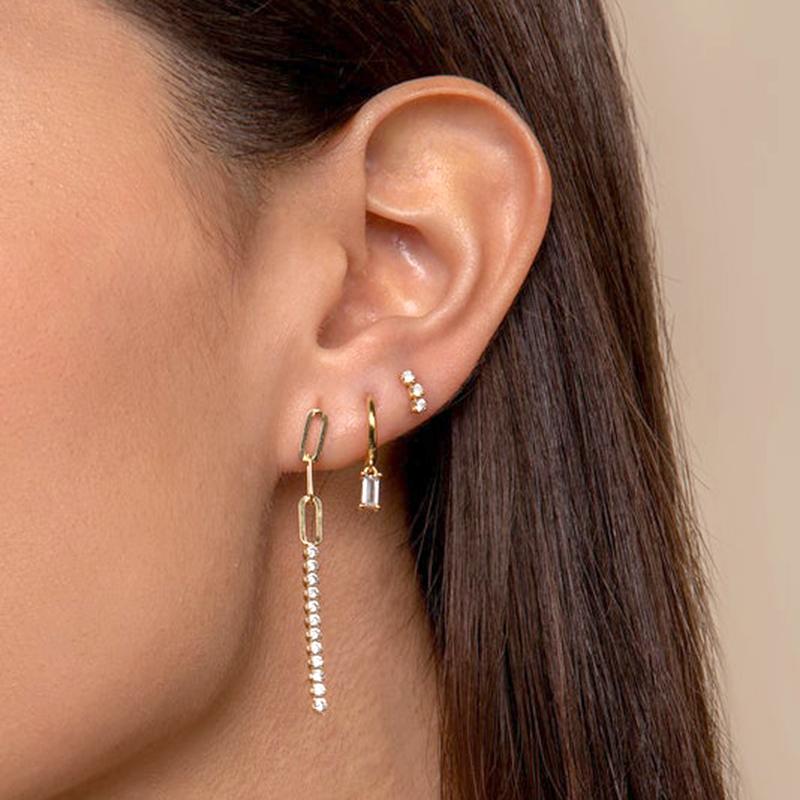 925 Silver Ear Needle White Crystal Gold Earrings for Women Luxury Water drop/Heart/Flower Pendant Earring Fine Jewelry