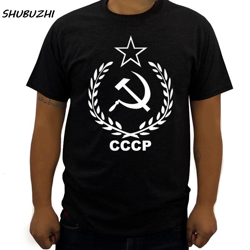 CCCP USSR T-Shirt Men Communist Soviet Russian Red Stalin Print Short Sleeve Shirts Brand Cloth