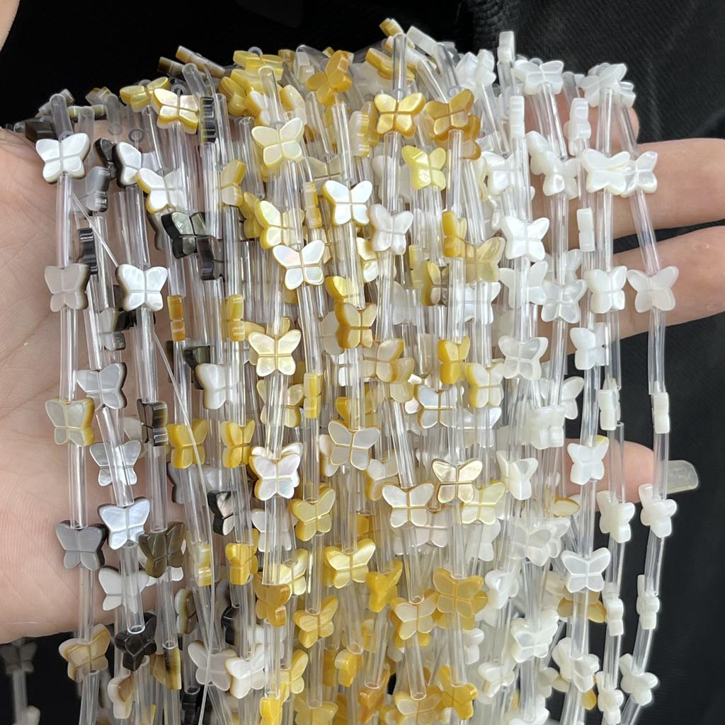 Charming Natural Shell Butterfly Beads 7×8mm, 20pcs per Strand, Sweet Fairy Vibe Loose Beads for DIY Necklace Bracelet Earring Jewelry Making Supplies