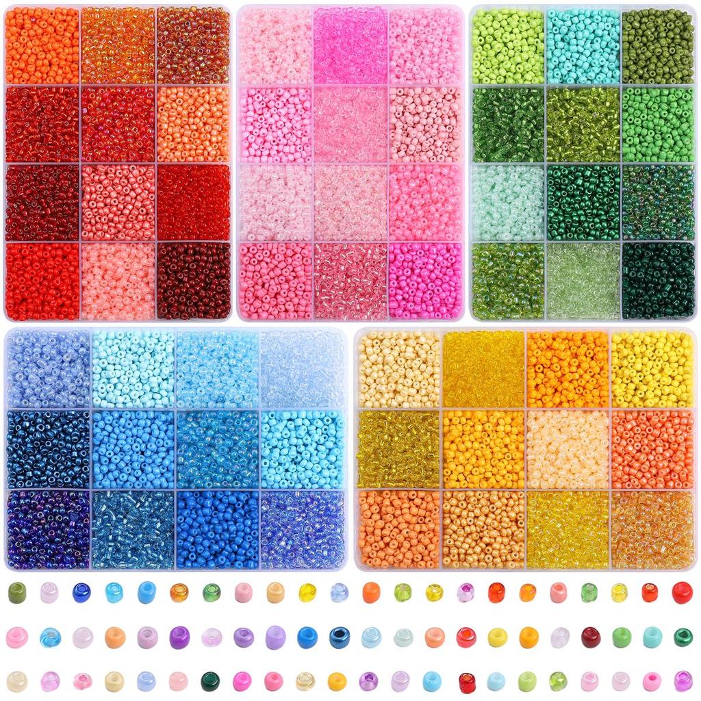 6000 stk/eske Glassfrøperler for DIY Armbånd Halskjede Smykkefremstillingstilbehør