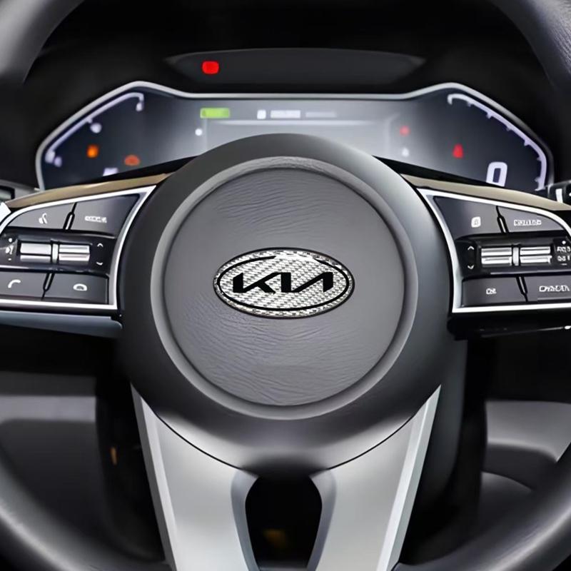 Koolstofvezel Auto Stuurwiel Embleem Sticker Badge Voor KIA K2 K3 K5 KX5 Sportage GT R Stinger Rio Optima Sorento Forte Soul