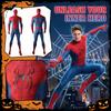 Full Body Stretch Jumpsuit Costume with Web Pattern and Spider Emblem for Halloween Stage Performance Cosplay and Themed Events