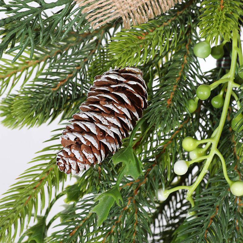 60Cm Christmas Wall Hanging Simulation Christmas Tree Window Door Wall Hanging Wreath Rattan Half Side Tree Wall Pendant