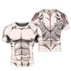 Fashionable Muscle Men's Pattern 3D Printed T-shirt Cartoon Anime Role-playing Short Sleeved Shirt Casual Personalized Round Neck Clothing