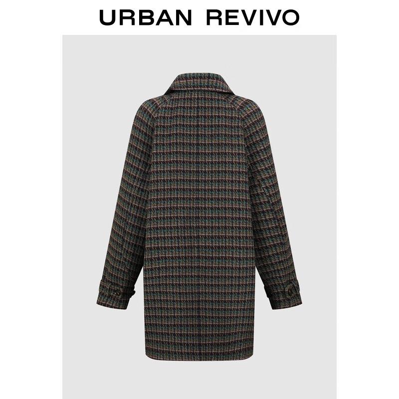 UR2025 Women s Casual Lapel Plaid Winter Coat L