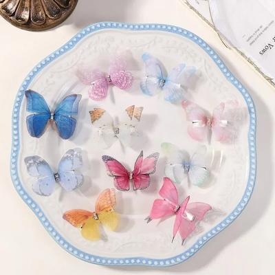 5 Stück Neue Netz Doppel-Lagen Schmetterling Haarnadeln Niedlich Prinzessin Lieblich Mädchen Kinder Kopfschmuck Haarspange Haarclips Haarschmuck