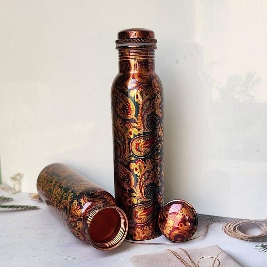 Bouteille d'eau en cuivre de 940 ml, fabriquée à la main, design unique, cadeau d'anniversaire pour femme