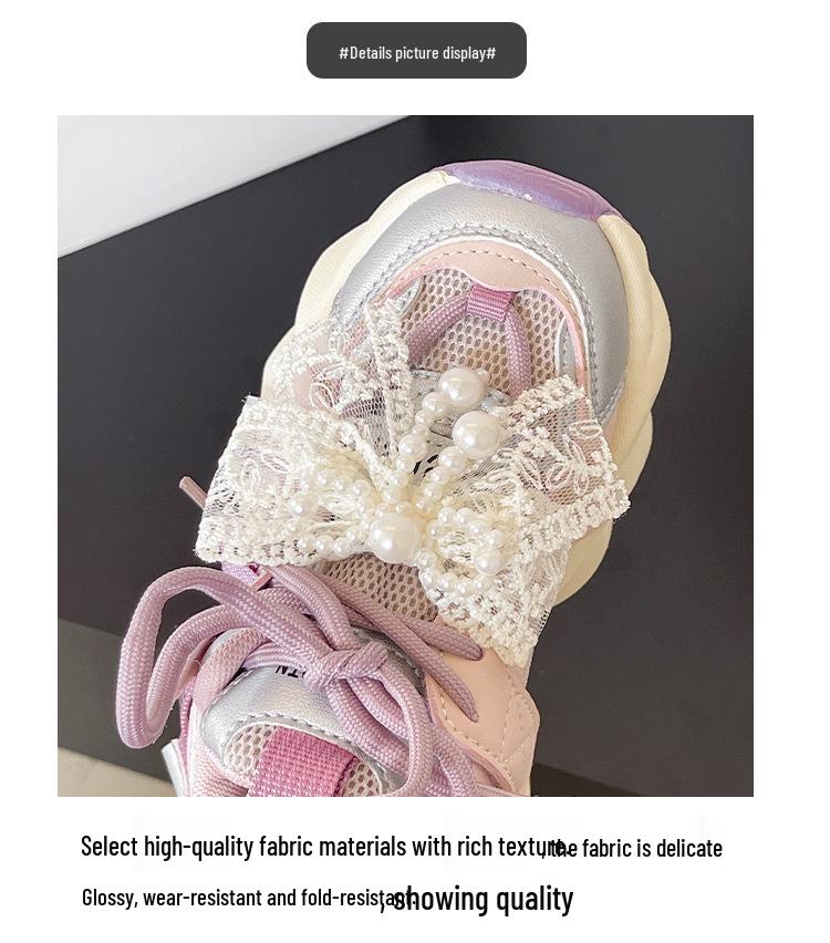 Herbst 2025 Mädchen Perlen-Sneakers - Prinzessinnenschuhe mit weicher Sohle für mittlere und große Kinder