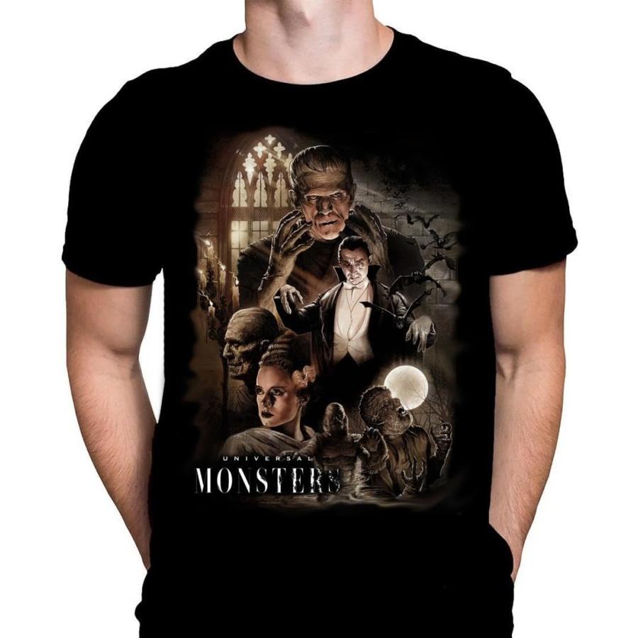 Мужская футболка Universal Monsters, Готический Хоррор Принт, Черная Хлопковая Футболка, Футболка с Постером Фильма S