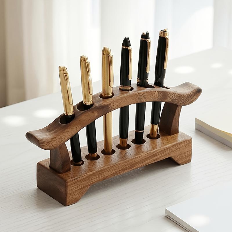 Walnut Wood Desk Organizer Multifunctional Pen Pencil Holder Storage Stand for Student Dorm Office Desktop Use