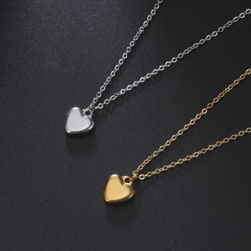 Stainless Steel Waterproof Glossy Heart-Shaped Pendant Necklace for Women Fashion Exquisite Collarbone Chain Jewelry Gifts