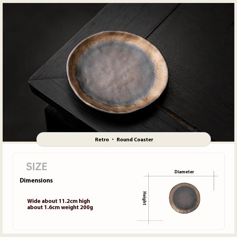

Retro Japanese Coarse Pottery Teacup Holder Tea Table Cup Holder Ceramic Tea Mat Thermal Insulation Tea Holder Coaster