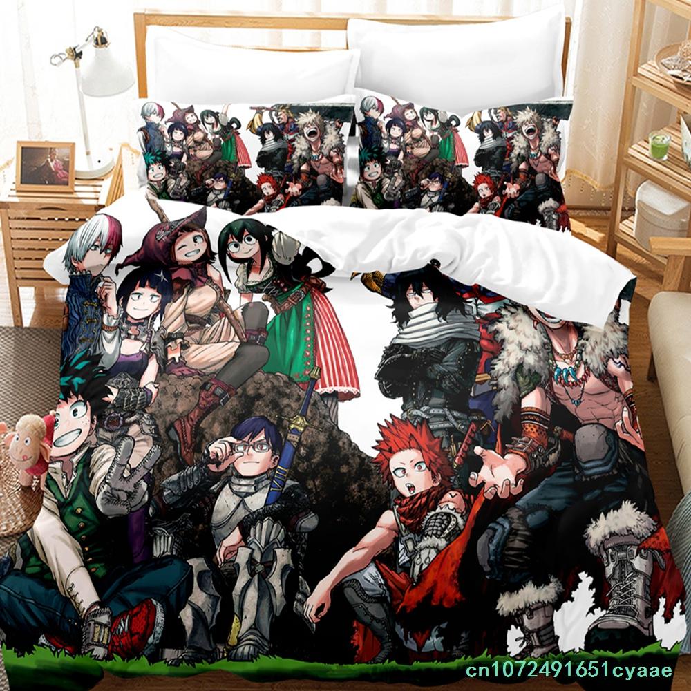 2014 My Hero Academia Bedding Set Single Twin Full Queen King Size Kawaii Bed Set Teenagers Bedroom Duvetcover Sets 3D Print 034