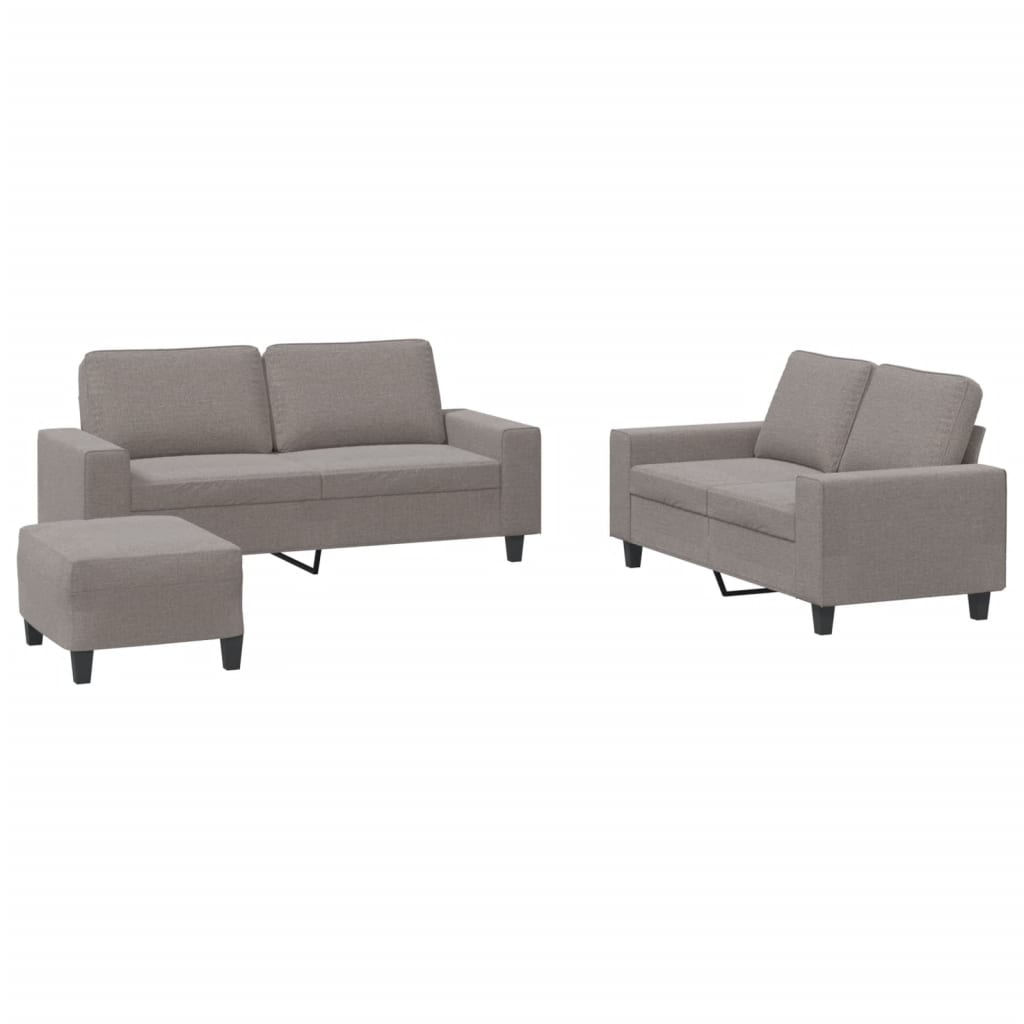 3 Piece Sofa Set Taupe Fabric