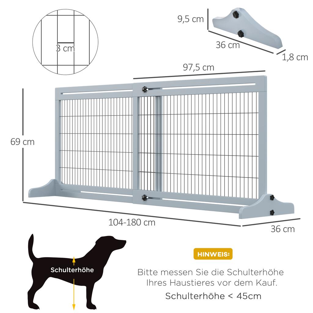 Freestanding Dog Gate, Foldable Pet Fence, Indoor Wood Barrier, Stair Gate with Support Feet, for Doorway, Hallway, Small and Medium Dogs