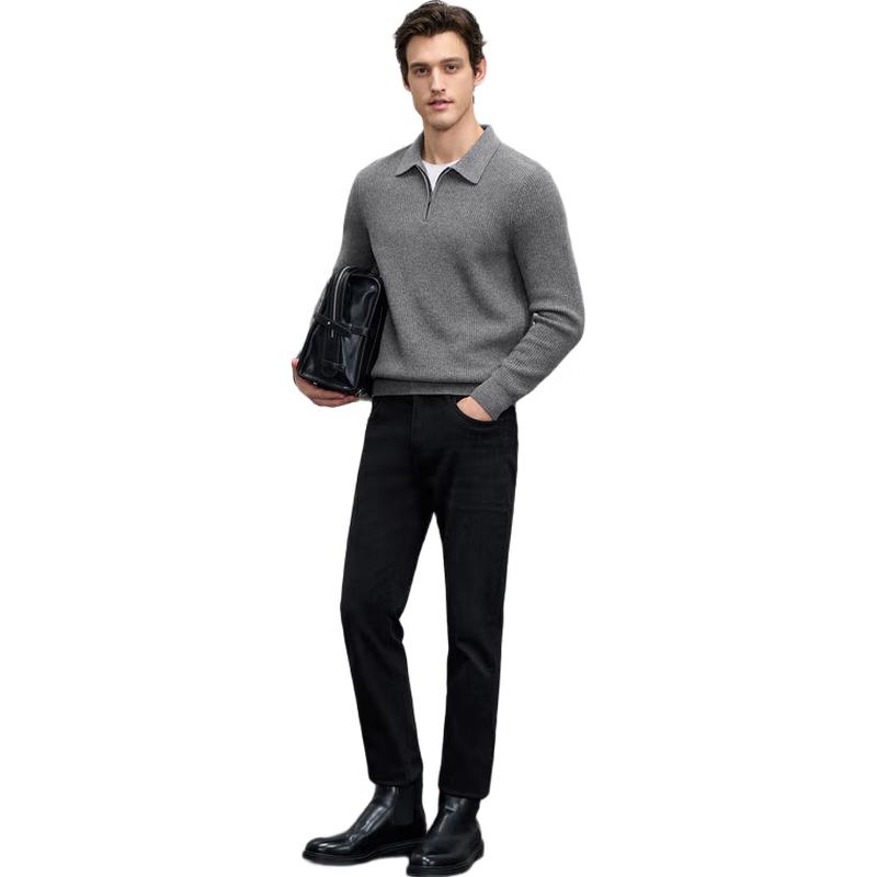 EMZEMZ Men's Wool Cashmere Polo Sweater